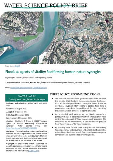 Floods as agents of vitality: reaffirming human-nature synergies (11/20/2021) 