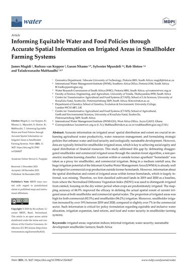 Informing equitable water and food policies through accurate spatial information on irrigated areas in smallholder farming systems (01/18/2022) 