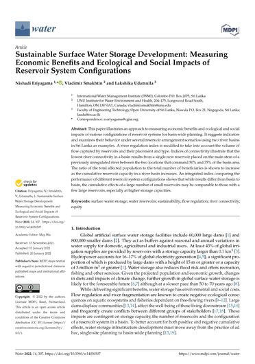 Sustainable surface water storage development: measuring economic benefits and ecological and social impacts of reservoir system configurations (01/31/2022) 