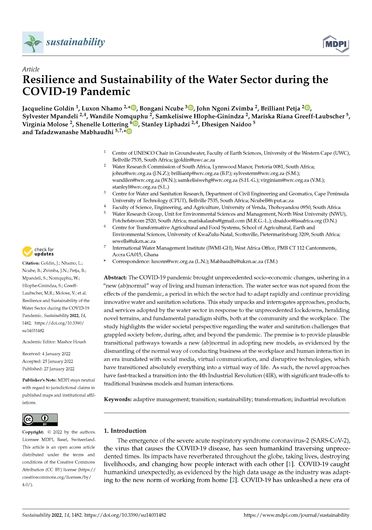 Resilience and sustainability of the water sector during the COVID-19 pandemic (02/28/2022) 