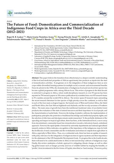 The future of food: domestication and commercialization of indigenous food crops in Africa over the third decade (2012–2021) (02/28/2022) 