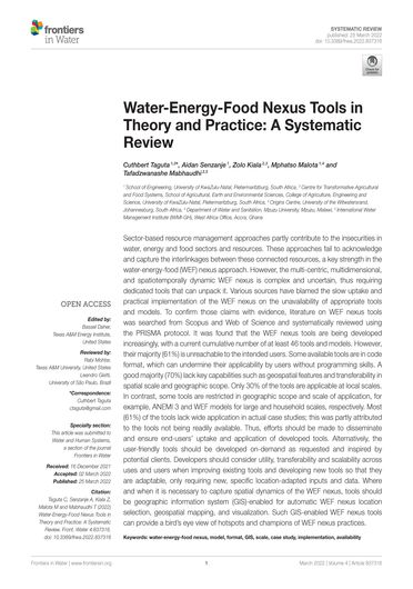 Water-energy-food nexus tools in theory and practice: a systematic review (03/31/2022) 