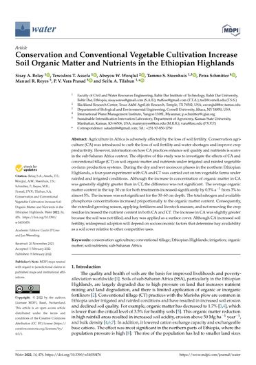 Conservation and conventional vegetable cultivation increase soil organic matter and nutrients in the Ethiopian highlands (04/30/2022) 