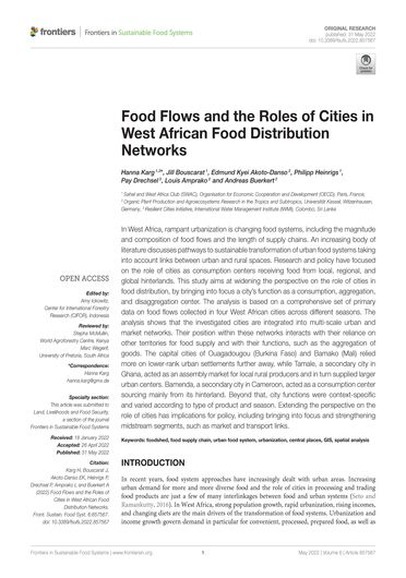 Food flows and the roles of cities in West African food distribution networks (06/10/2022) 
