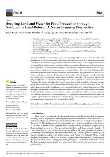 Securing land and water for food production through sustainable land reform: a nexus planning perspective (06/30/2022) 
