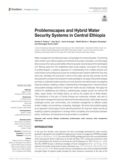 Problemscapes and hybrid water security systems in Central Ethiopia (12/31/2022) 