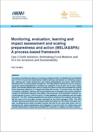 Monitoring, evaluation, learning and impact assessment and scaling preparedness and action (MELIAamp;SPA): a process-based framework (01/31/2023) 
