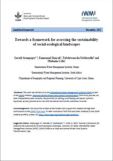 Towards a framework for assessing the sustainability of social-ecological landscapes (01/31/2023) 