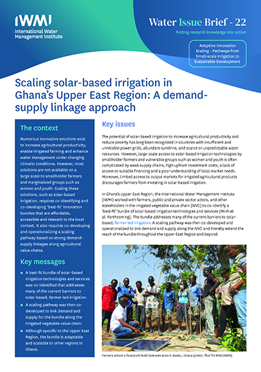 Scaling solar-based irrigation in Ghana’s Upper East Region: a demand-supply linkage approach. Adaptive Innovation Scaling - Pathways from Small-scale Irrigation to Sustainable Development (02/25/2023) 