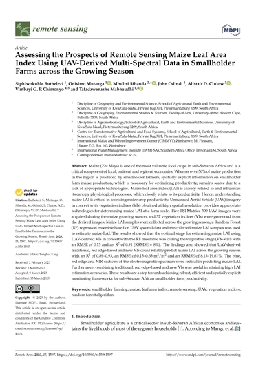 Assessing the prospects of remote sensing maize leaf area index using UAV-derived multi-spectral data in smallholder farms across the growing season (03/23/2023) 