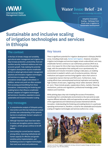 Sustainable and inclusive scaling of irrigation technologies and services in Ethiopia. Adaptive Innovation Scaling - Pathways from Small-scale Irrigation to Sustainable Development (03/31/2023) 