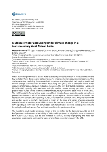 Multiscale water accounting under climate change in a transboundary West African basin [Abstract only] (04/30/2023) 
