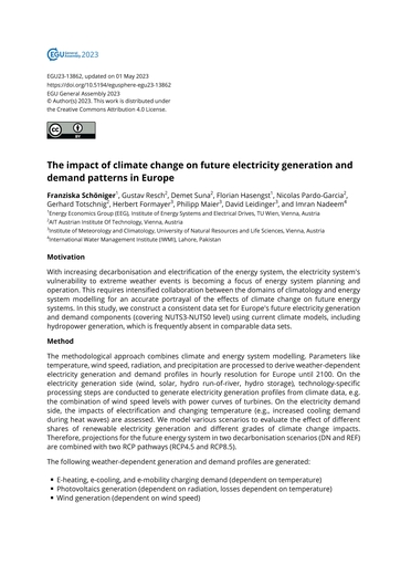The impact of climate change on future electricity generation and demand patterns in Europe [Abstract only] (04/30/2023) 