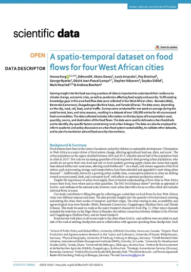 A spatio-temporal dataset on food flows for four West African cities (05/19/2023) 