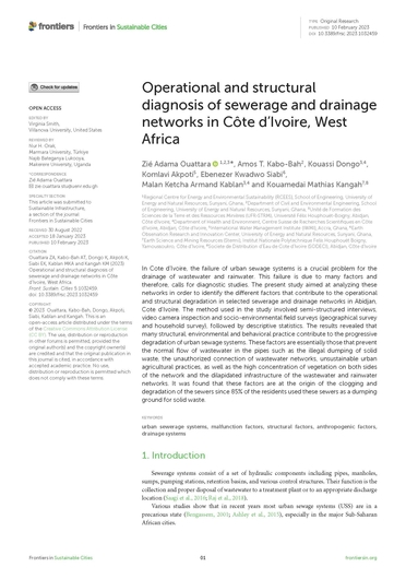 Operational and structural diagnosis of sewerage and drainage networks in Cte d’Ivoire, West Africa (05/30/2023) 