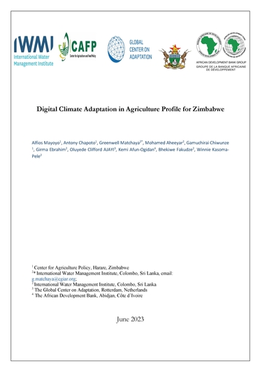 Digital climate adaptation in agriculture profile for Zimbabwe (07/25/2023) 