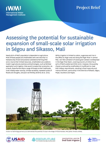 Assessing the potential for sustainable expansion of small-scale solar irrigation in Sgou and Sikasso, Mali (07/30/2023) 