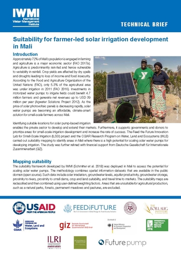 Suitability for farmer-led solar irrigation development in Mali (07/30/2023) 