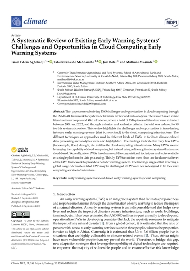 A systematic review of existing early warning systems’ challenges and opportunities in cloud computing early warning systems (09/19/2023) 
