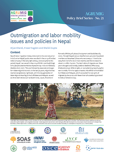 Outmigration and labor mobility issues and policies in Nepal. [Policy Brief of the Migration Governance and Agricultural and Rural Change (AGRUMIG) Project] (09/30/2023) 