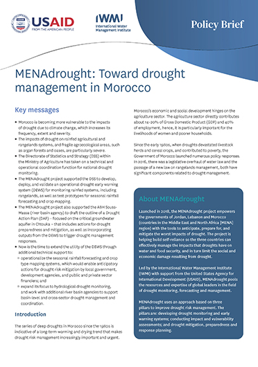 MENAdrought: toward drought management in Morocco (10/31/2023) 