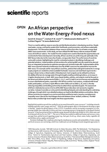 An African perspective on the water-energy-food nexus (10/18/2023) 