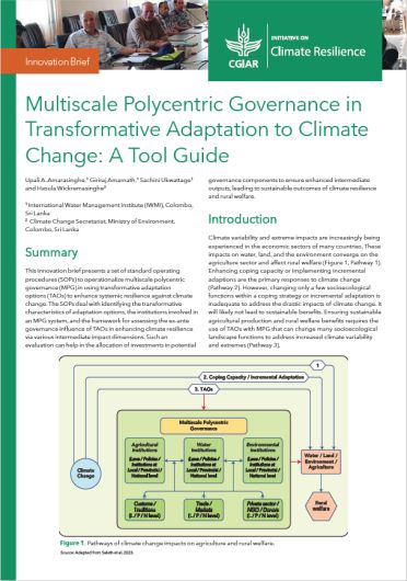 Multiscale polycentric governance in transformative adaptation to climate change: a tool guide. Innovation brief (01/31/2024) 