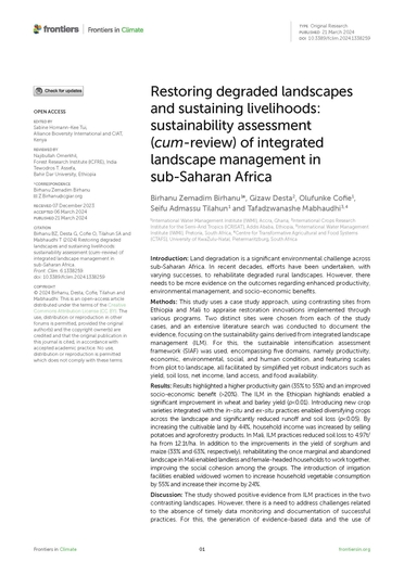 Restoring degraded landscapes and sustaining livelihoods: sustainability assessment (cum-review) of integrated landscape management in Sub-Saharan Africa (03/31/2024) 