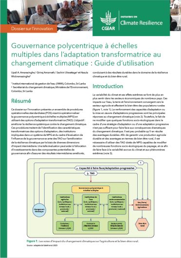 Gouvernance polycentrique  chelles multiples dans l’adaptation transformatrice au changement climatique: guide d’utilisation. In French (03/30/2024) 