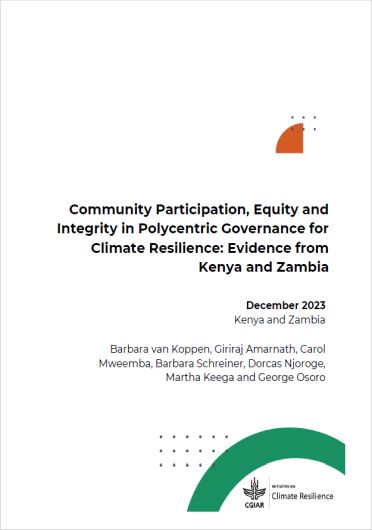 Community participation, equity and integrity in polycentric governance for climate resilience: evidence from Kenya and Zambia (02/13/2024) 