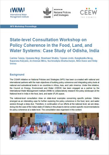 Proceedings of the State-level Consultation Workshop on Policy Coherence in the Food, Land, and Water Systems: Case Study of Odisha, India, Odisha, India, 14 December 2023 (02/15/2024) 