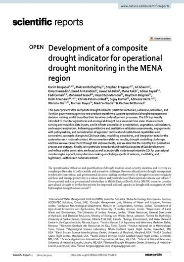 Development of a composite drought indicator for operational drought monitoring in the MENA Region (04/30/2024) 